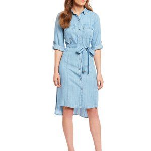 Jones New York Chambray Rolled Sleeved Dress